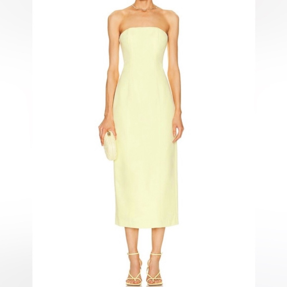 STAUD Strapless Yellow Dress